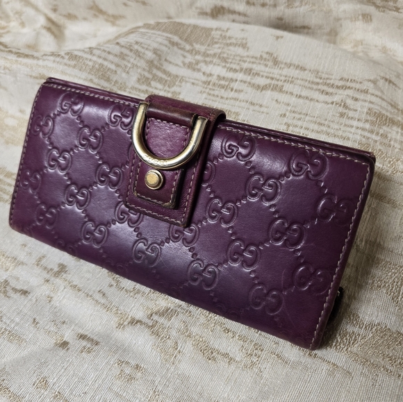 GUCCI Vintage Purple Guccissima Leather Flap Continental Wallet - Picture 3 of 16